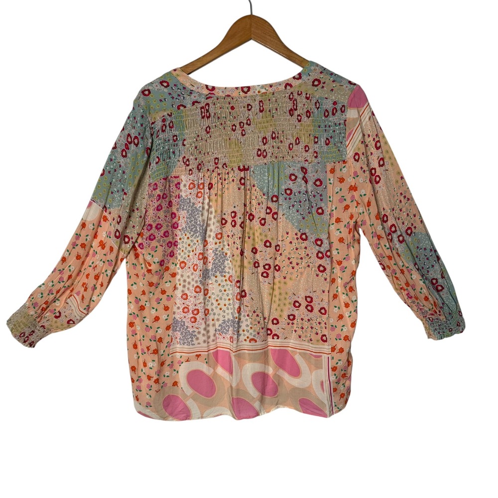 Rose+Olive Floral Patchwork Tunic‎ Top Womens XL … - image 4